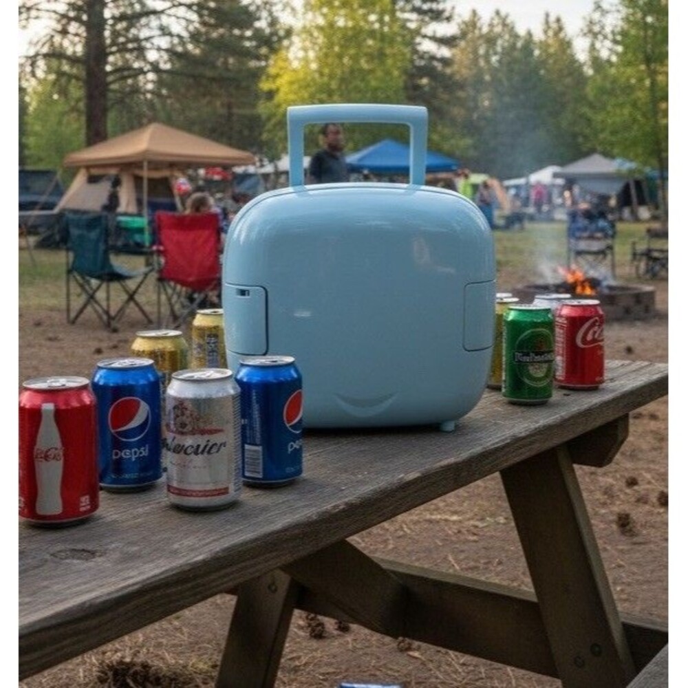 Mini Fridge Portable Cooler Warmer Auto Car Boat Home Office AC & DC Blue New